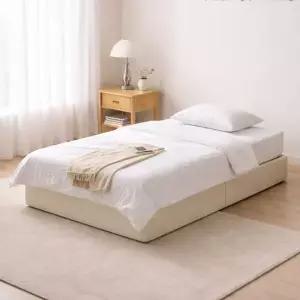 [보루네오]호텔라인 파운데이션 가죽 침대 슈퍼싱글 (매트별도/충전포트/무헤드) KC860