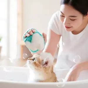 반려동물 실리콘 샴푸거품 목욕빗 마사지솔