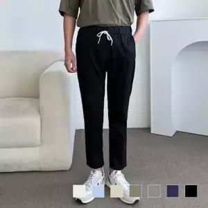 일자 긴바지 스판 여성바지 배기바지 허리밴딩 세미