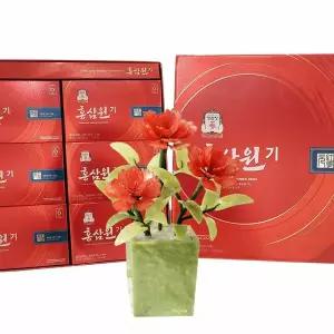 [신세계라이브쇼핑]아토제이드 천연옥꽃 카네이션 3송이 사각 + 정관장 홍삼원기 세트 (본품+50mlX30포...