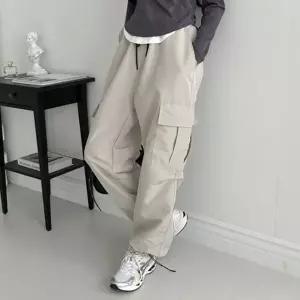 배기바지 긴바지 여성바지 세미 루즈핏 허리밴딩 면