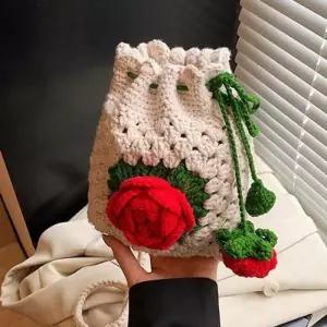 [라일리] Rly 은창)로즈 가든 뜨게 크로스백 가방 숄더백 캔버