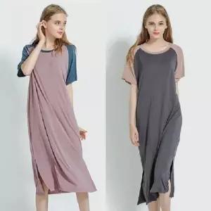 [라일리의류] Rly 나그랑 모달 반팔 롱원피스 잠옷 홈웨어 착용감좋