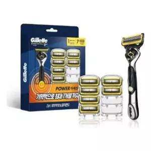 면도기세트 질레트 프로쉴드 파워 면도기 핸들 1개+면도날 7입