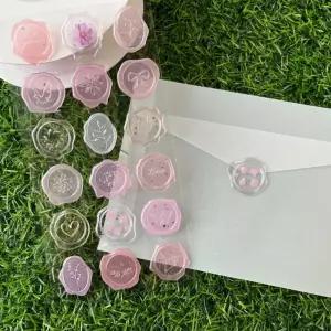 기브N기브 청첩장봉투 스티커 입체 실링왁스 웨딩 청첩장 스티커 18개입 A타입 핑크