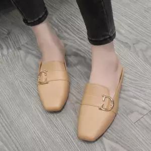 [라일리] Rly 골드 체인 스퀘어 뮬 블로퍼 미들힐 여성 구두