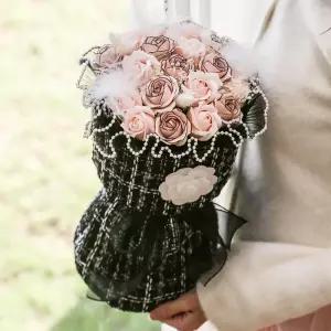 라비나 트위드 비누꽃다발 핑크 / 졸업식 입학식 프리저브드 꽃다발 비누 연주회 발표회