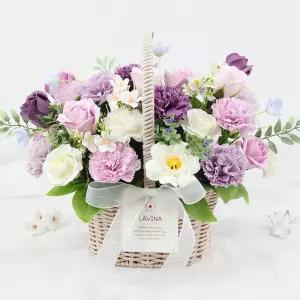 라비나 비앙코 꽃바구니 바이올렛 비누꽃바구니 어버이날 여자친구 선물 부모님 생신 카네이션