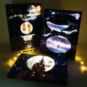 LED 조명 캔버스 보석십자수 세트 예술 공예 키트