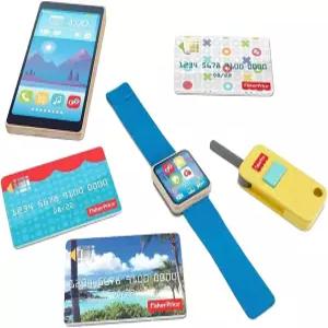 피셔 프라이스 온 더 고 월렛 플레이셋 GGT58의 대체 부품 - 원목 스마트 폰 키 포브 워치 및 플라스틱