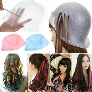 1개 실리콘 헤어 하이라이트 캡 바늘 포함 재사용 가능한 컬러링 염색 모자 스타일링 도구 이발사 액세서리