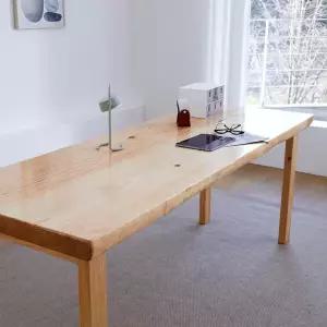 해찬솔 소나무 통원목 책상테이블 2000_w700 UV코팅_베이지_tr/우드슬랩/국내제작