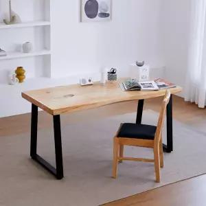 해찬솔 소나무 통원목 책상테이블 1600_w700 UV코팅_베이지/우드슬랩테이블/국내제작