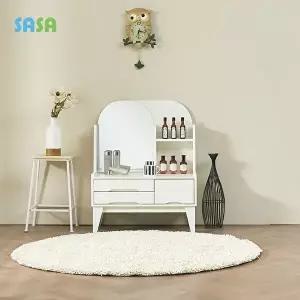 [사사가구]플립 800 서랍형 좌식 화이트 화장대(거울포함)