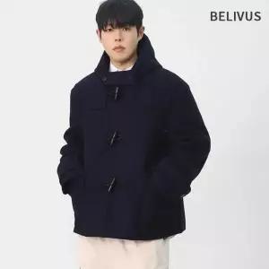 [빌리버스]빌리버스 남성 간절기 오버핏 울혼방 떡볶이 후드 하프 더플 코트 BAZ003