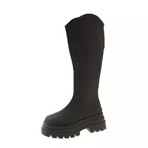 여사친 겨울 신발 무릎굽 뒤지퍼 안함 아이템 롱부츠 장화 트렌디 사각머리 통굽 7센티 HT4