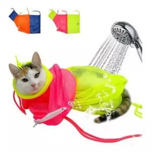 고양이 목욕 메쉬망 애완동물 손톱깎이 미용 세탁 스크래치 방지망