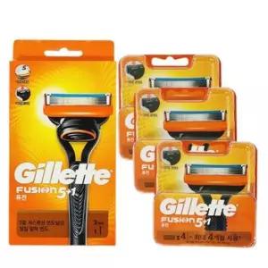 면도날 질레트 퓨전 5중날 면도기+면도날4개입3세트 밀착면도
