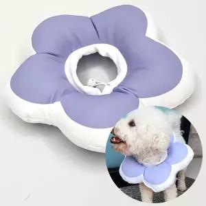 꽃피는 강아지 고양이 쿠션 넥카라 퍼플 L