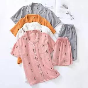 면 당근 패턴 커플 잠옷 상하의 남녀 공용 홈웨어 라운지웨어