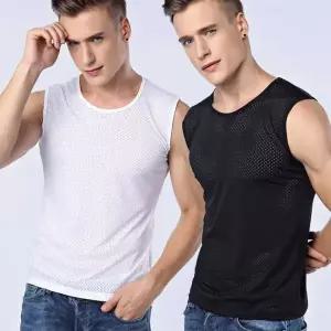 부드러운 촉감 신축성 남성 여름 티셔츠 통기성 런닝 나시 헬스