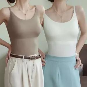 캡 내장형 햄라인 심리스 나시 티셔츠 UR 면 기본나시 여성나시