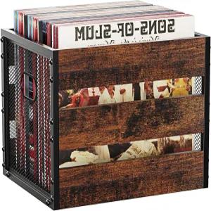 돌라이크 비닐 레코드 보관함 100개 이상의 위한 칸막이가 있는 빈티지 우드 앨범 홀더 책 잡지 정리함용