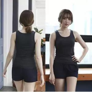 여성 U넥 나시티 면 스판 이너 슬리브리스 티셔츠