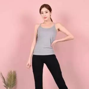 여성 브라탑 끈나시 브라패드 내장형 데일리 이너웨어 슬리브리스