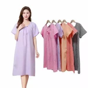 여름 시원한 지지미 홈웨어 잠옷 원피스 루즈핏 반팔 홈원피스