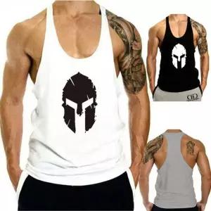 남성 머슬핏 헬스 나시 티셔츠 운동용 코튼 면 슬리브리스 짐웨어