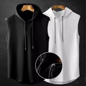 남성 후드 나시 런닝 쿨링 티셔츠 루즈핏 슬리브리스 운동복 헬스