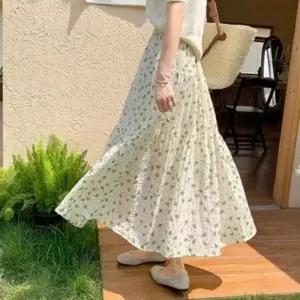 롱치마 캉캉 여름 플라워 롱스커트 봄 주름