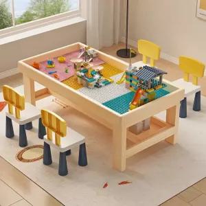 원목 블럭테이블 주니어카페 조립식 다기능 놀이테이블 조립 완구 책상 학습 놀이