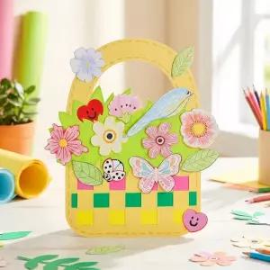 [키득키득]종이꿰기 컬러링 꽃을 담은 바구니 만들기 패키지