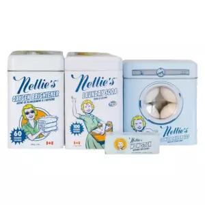 넬리 입문 세트 소다세제 1.5kg+산소표백제 900g+얼룩제거제+건조기 양모볼