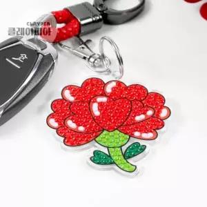 [키득키득]하트 카네이션 보석십자수 키링