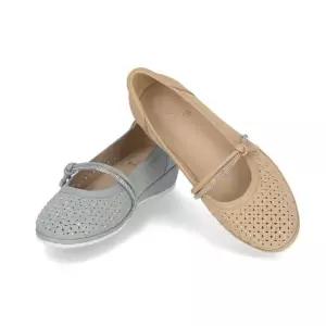 엘칸토 HC09 여성 초경량 웨지 펌프스 (베이지/블루) LCWO26U513-4