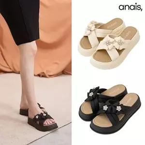 [아나이스]플라워 큐빅 통굽 슬리퍼 4.5cm_26S187