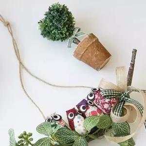 가렌더 벽걸이장식 조화 가지부엉이 인테리어 소품