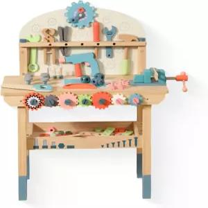 용 나무 전동 공구 작업대 건축 세트 - 렌치 드라이버 마이터 톱 및 망치가 있는 건설 3세 이상 를 위한