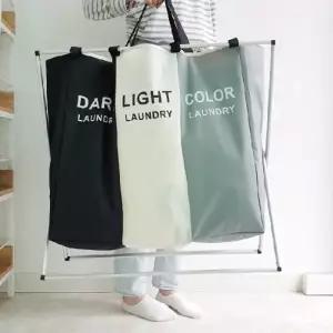 (색상 빨래바구니 단일색상(블랙아이보리그레이))기회공작소 빨래통 빨래바구니 세탁바구니 분리수거함 겸