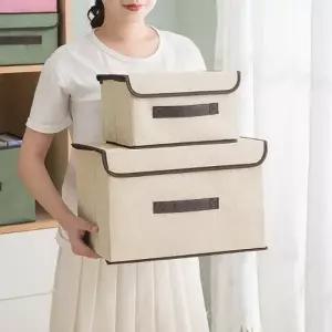 ( )접이식 수납함 대용량 패브릭 정리박스 옷장 정리 자취방 공간활용 옷보관함 베이직 2P 세트