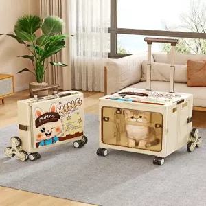 고양이 강아지용 대용량 접이식 패브릭 이동장 휴대용 여행 캐리어 경량