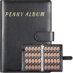 무칭 프레스 페니 컬렉터 북 236 코인 쿼터 및 니켈 저장 바인더 앨범 기록 용지가 있는 저널 컬렉션 홀더