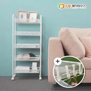 [MF매직하우스]철제 이동식 트롤리 틈새선반 카트 5단