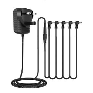 [호환품]Lekato 전원 어댑터 6 가지 방법 음악 악기 어쿠스틱 일렉트릭 기타 부품 효과 페달 공급 장치 케