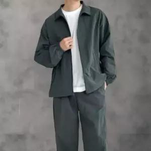 [옷자락]남성 캐주얼 바스락 나일론 집업 밴딩 바지 세트