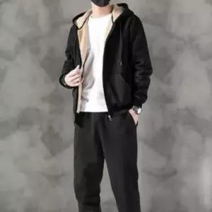 [옷자락]남성 보온성 퍼안감 플리스 뽀글이 블랙 겨울 재킷