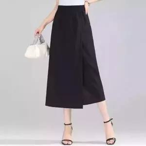 여성 7부 허리밴딩 A라인 와이드 롱 편한 여름 얇은 랩 치마바지
